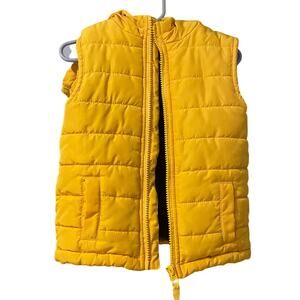Little Me Toddler Boys Hooded Vest Size 3T Gold Yellow Full Zip Pockets